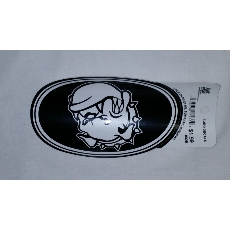 Black & White Bulldog Head Euro Sticker