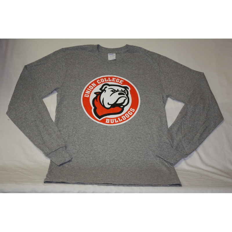 Long Sleeve Gray Circle Bulldog Logo Tee
