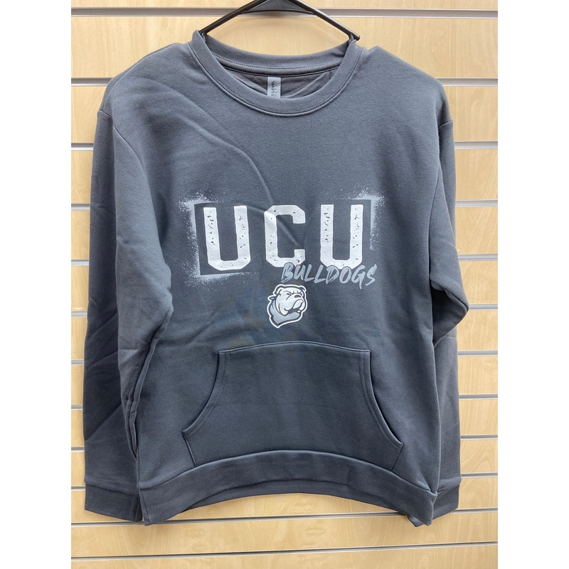 Distressed Grey Pocket Crewneck