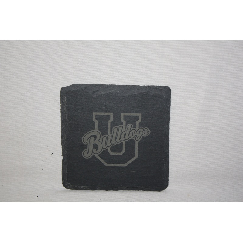 Square Slate Coasters Engraved with U Logo