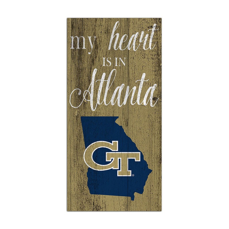 Georgia Tech Yellow Jackets 6 x 12 My Heart Sign