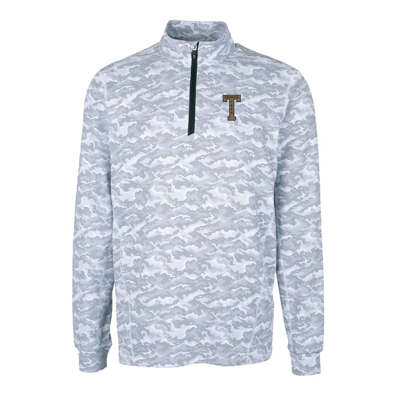 Georgia Tech Yellow Jackets College Vault Cutter & Buck Traverse Camo Print Stretch Quarter Zip Pullover