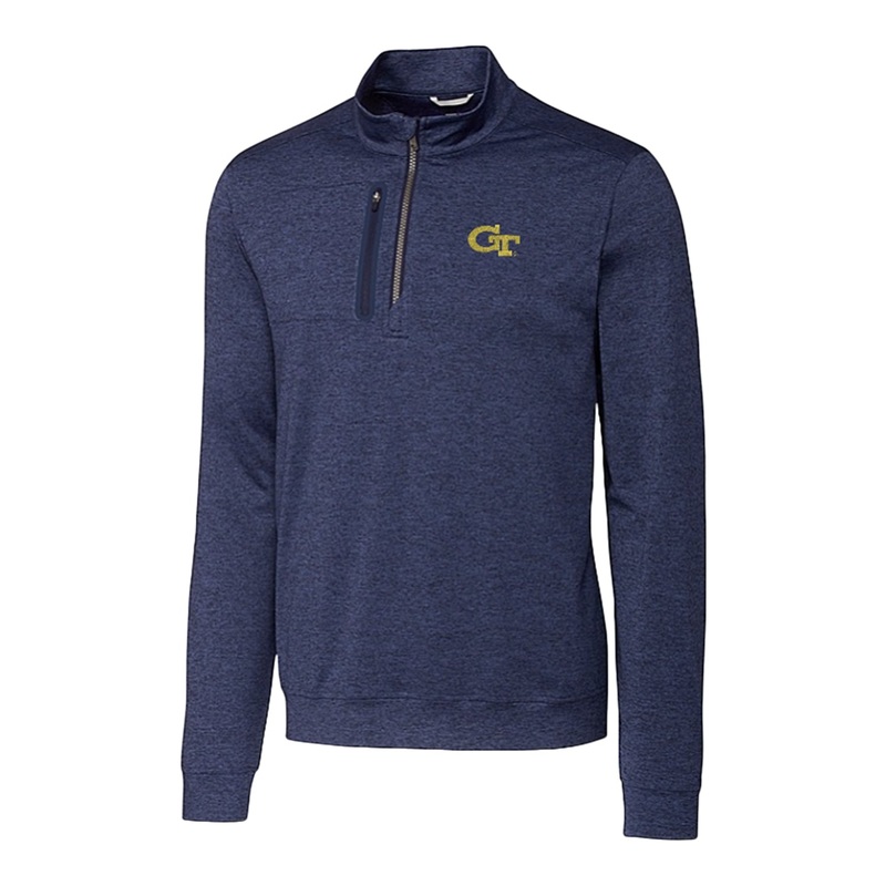Georgia Tech Yellow Jackets Cutter & Buck Stealth Heathered Quarter Zip Pullover