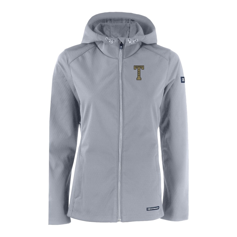 Ladies Georgia Tech Yellow Jackets College Vault Cutter & Buck Evoke Eco Softshell Recycled Full Zip Jacket