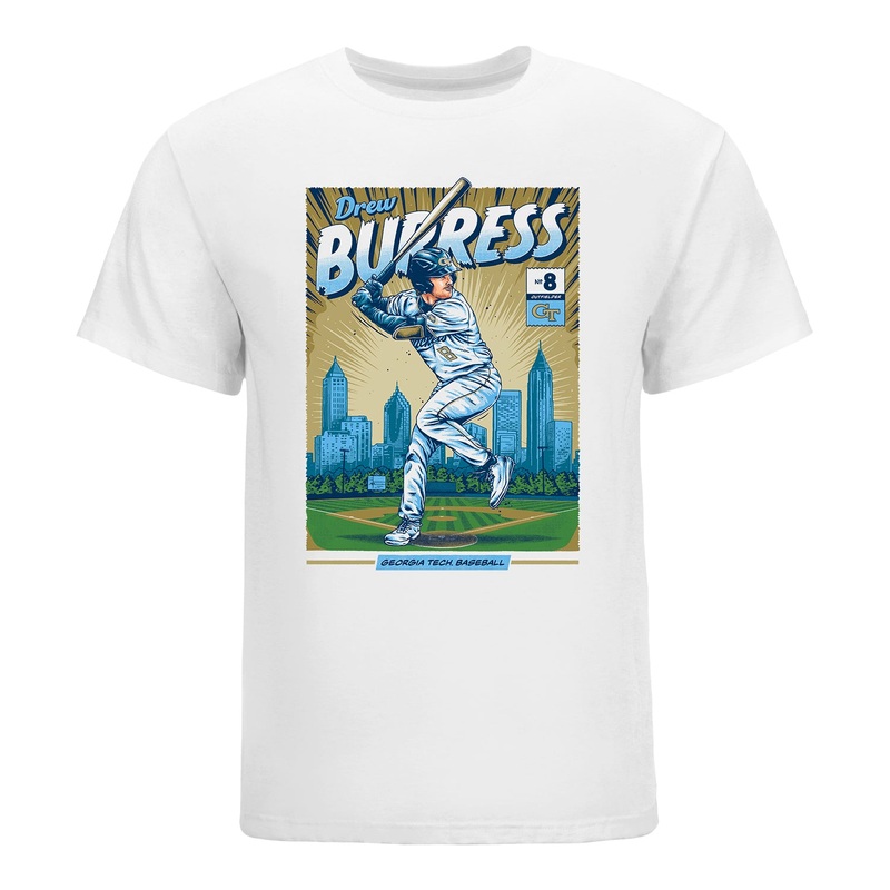 Georgia Tech Baseball Student Athlete Comic T-Shirt #8 Drew Burress