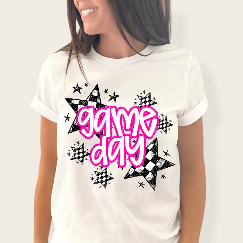 GAME DAY STARS WHITE PINK|Infant|Toddler|Youth 8.5|Adult 11″|Adult 12″
