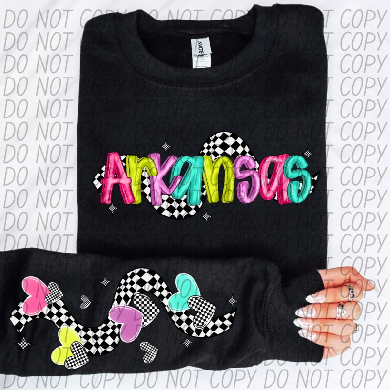 ARKANSAS BRIGHT CHECKERED HEARTS AND SLEEVE