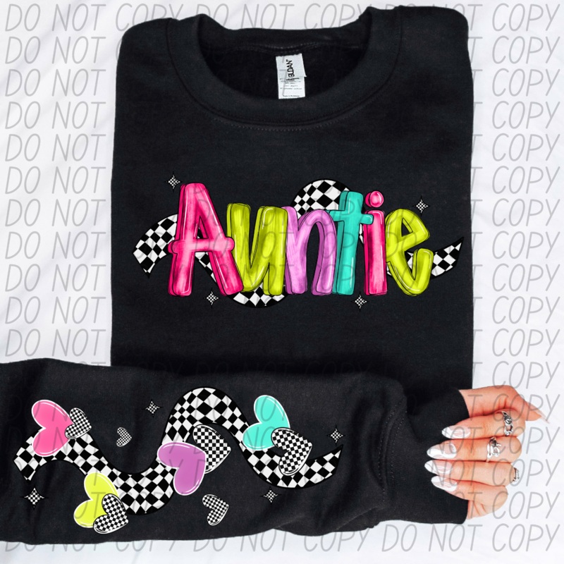 AUNTIE BRIGHT CHECKERED HEARTS AND SLEEVE