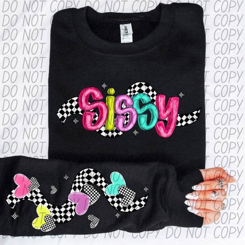 SISSY BRIGHT CHECKERED HEARTS AND SLEEVE
