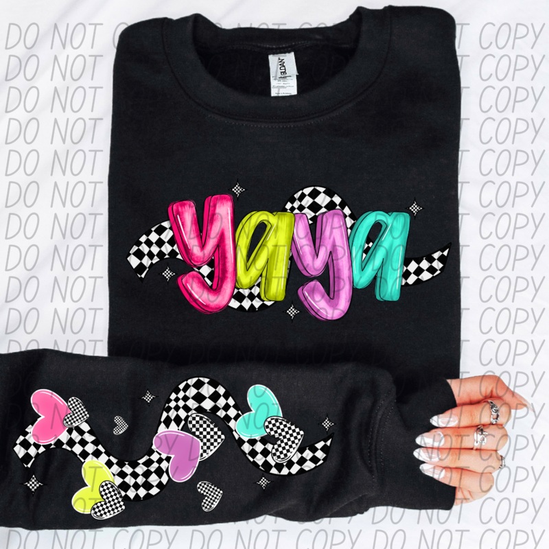 YAYA BRIGHT CHECKERED HEARTS AND SLEEVE