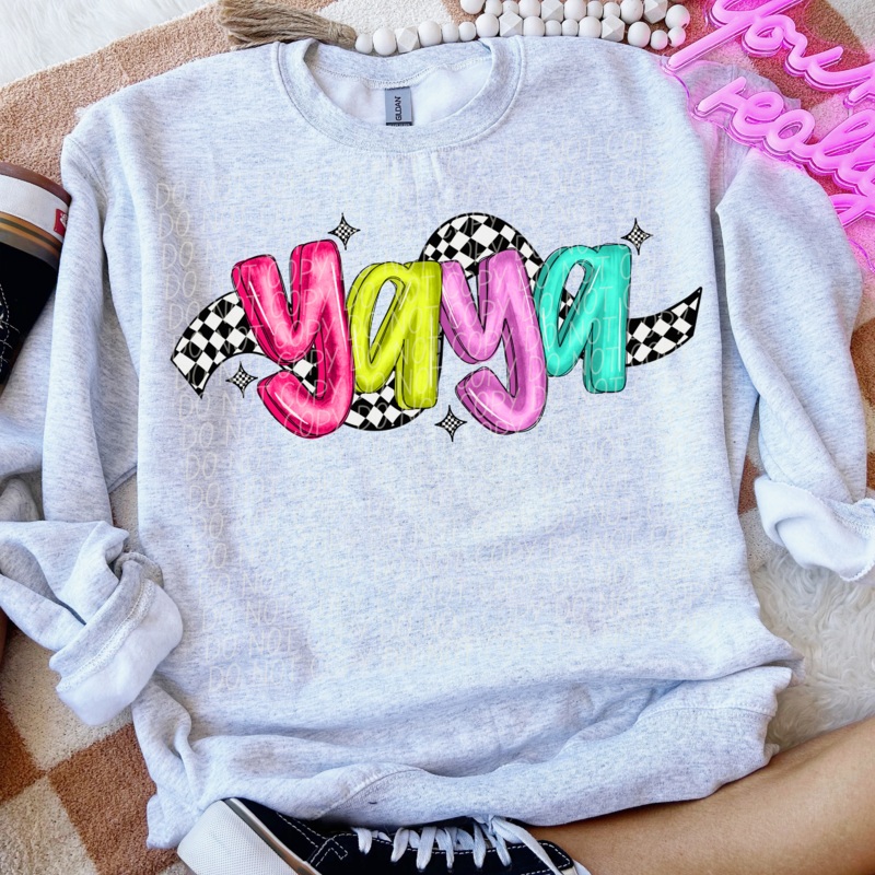 YAYA BRIGHT CHECKERED NAME|Pocket|Infant|Toddler|Youth|Adult 11″|Adult 12″