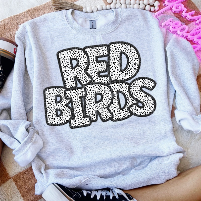 RED BIRDS – POLKA DOT MASCOT|Pocket|Infant|Toddler|Youth|Adult 11″|Adult 12″