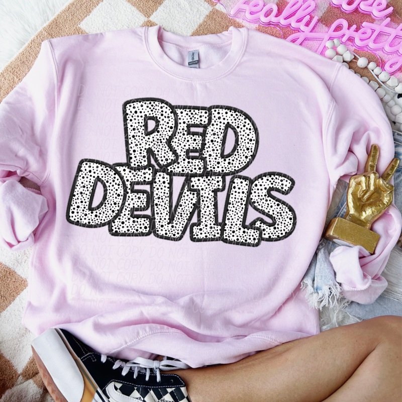RED DEVILS – POLKA DOT MASCOT|Pocket|Infant|Toddler|Youth|Adult 11″|Adult 12″