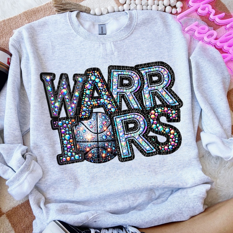 WARRIORS BASKETBALL FAUX RHINESTONE