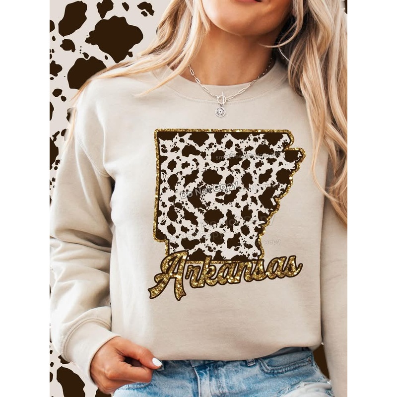 ARKANSAS COWHIDE GLITTER STATE