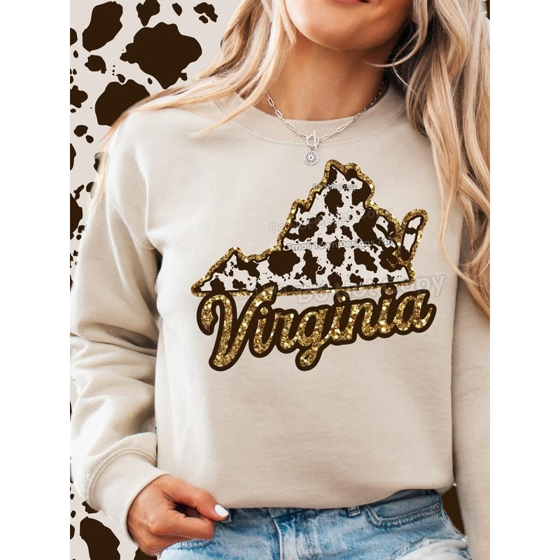 VIRGINIA COWHIDE GLITTER STATE