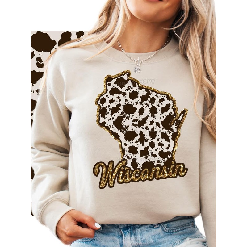 WISCONSIN COWHIDE GLITTER STATE