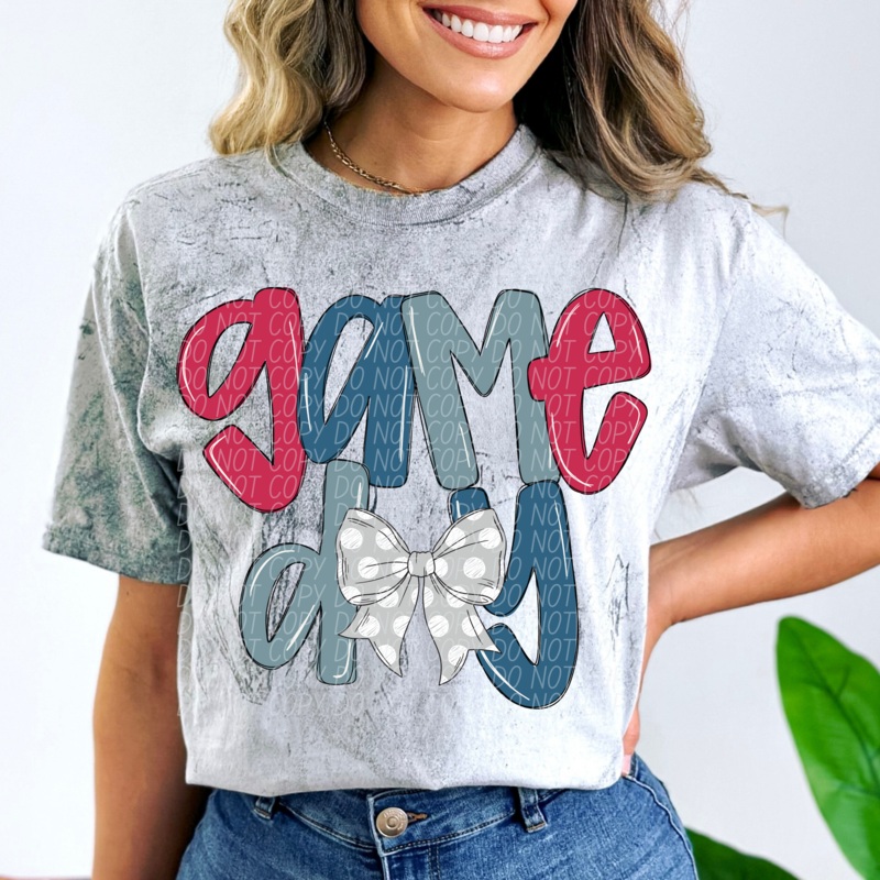 RED BLUE GAME DAY BOW|Pocket|Infant|Toddler|Youth|Adult 11″|Adult 12″