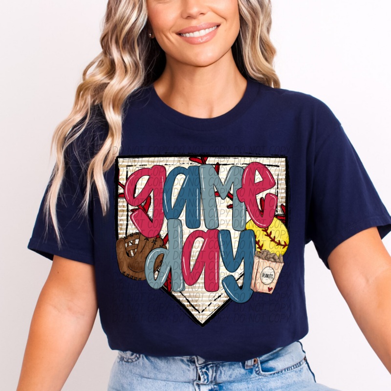 RED BLUE GAME DAY SOFTBALL 4|Pocket|Infant|Toddler|Youth|Adult 11″|Adult 12″