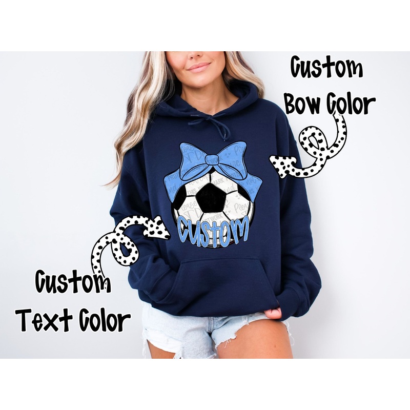 SOCCER WITH BOW + TEAM NAME|Infant|Toddler|Youth|Adult 11″|Adult 12″
