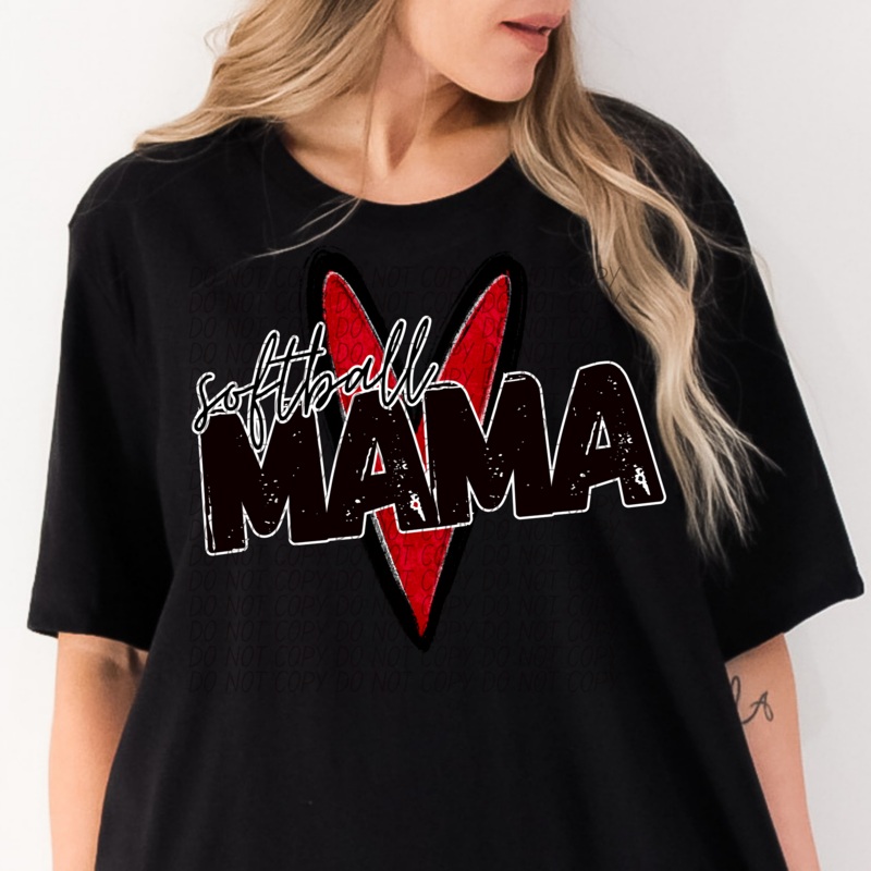 SOFTBALL MAMA HEART|Pocket|Infant|Toddler|Youth|Adult 11″|Adult 12″