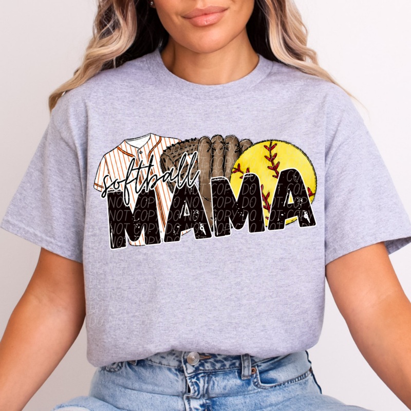 SOFTBALL MAMA ORANGE|Pocket|Infant|Toddler|Youth|Adult 11″|Adult 12″