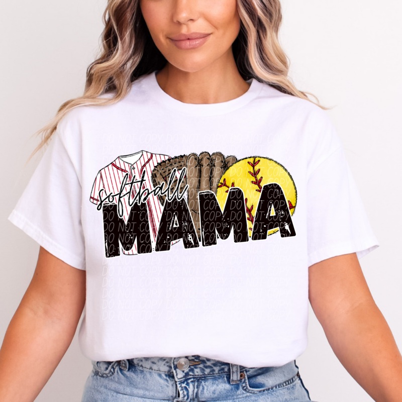 SOFTBALL MAMA RED|Pocket|Infant|Toddler|Youth|Adult 11″|Adult 12″