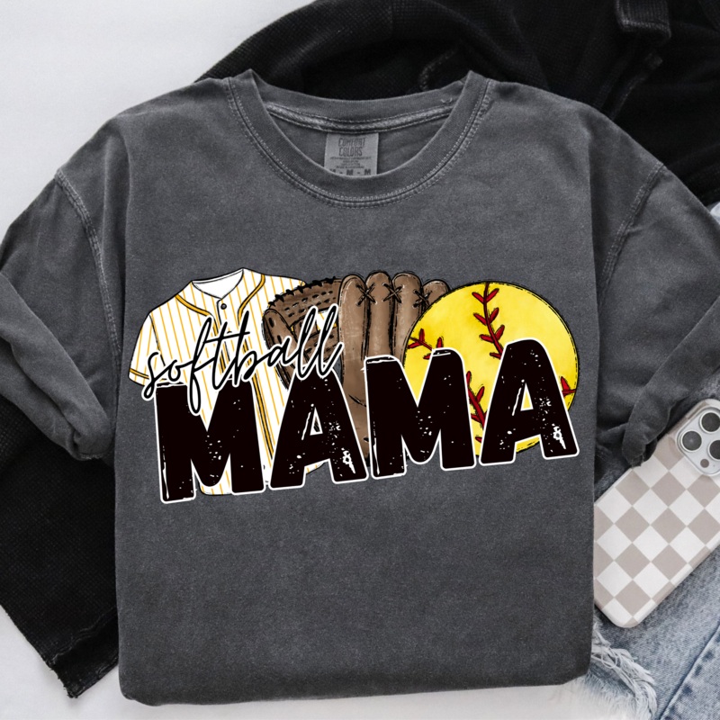 SOFTBALL MAMA YELLOW|Pocket|Infant|Toddler|Youth|Adult 11″|Adult 12″