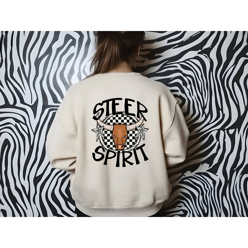 STEER MASCOT SPIRIT  CHECKER CIRCLE SAG