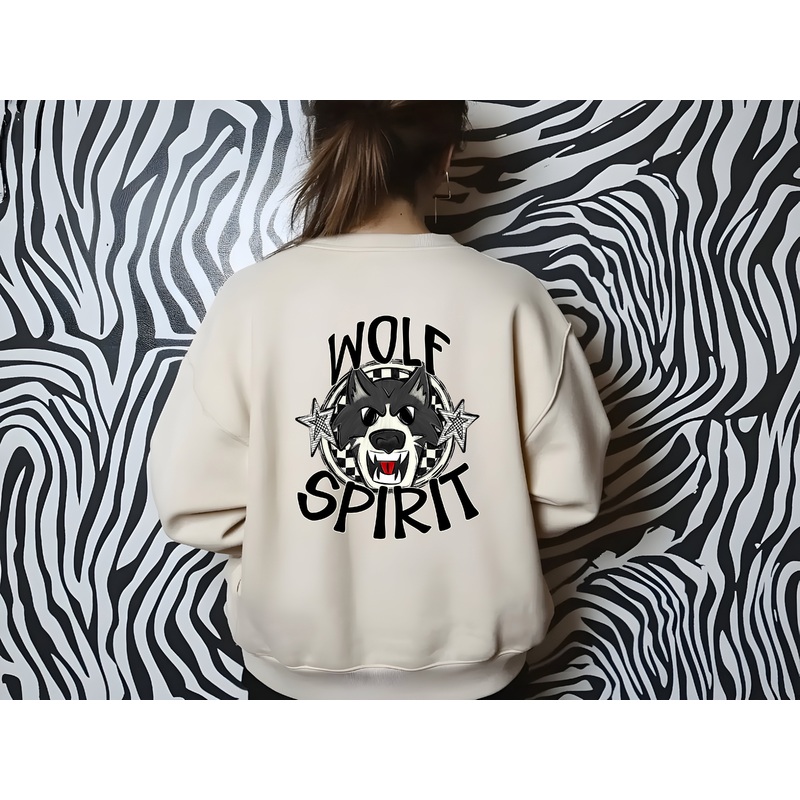 WOLF MASCOT SPIRIT  CHECKER CIRCLE SAG