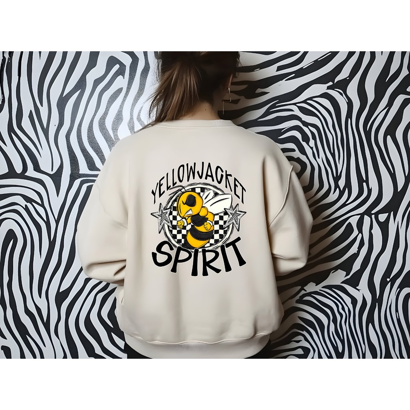 YELLOWJACKET MASCOT SPIRIT  CHECKER CIRCLE SAG