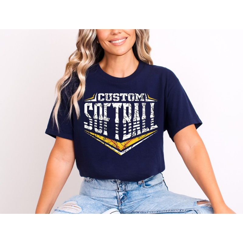 CUSTOM SOFTBALL V WITH GRUNGE|Infant|Toddler|Youth|Adult 11″|Adult 12″