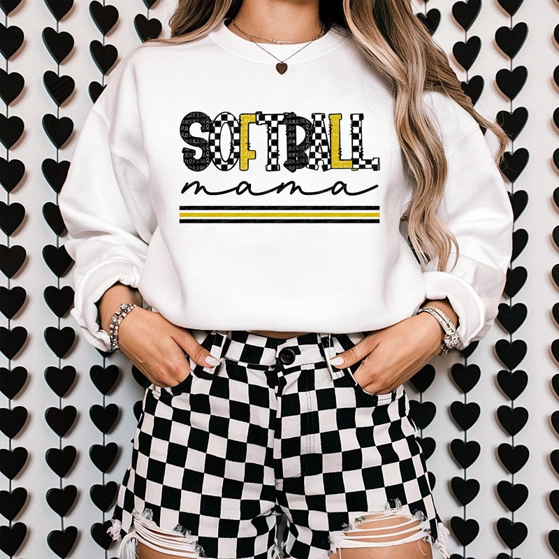 SOFTBALL MAMA – BLACK OLD GOLD COR