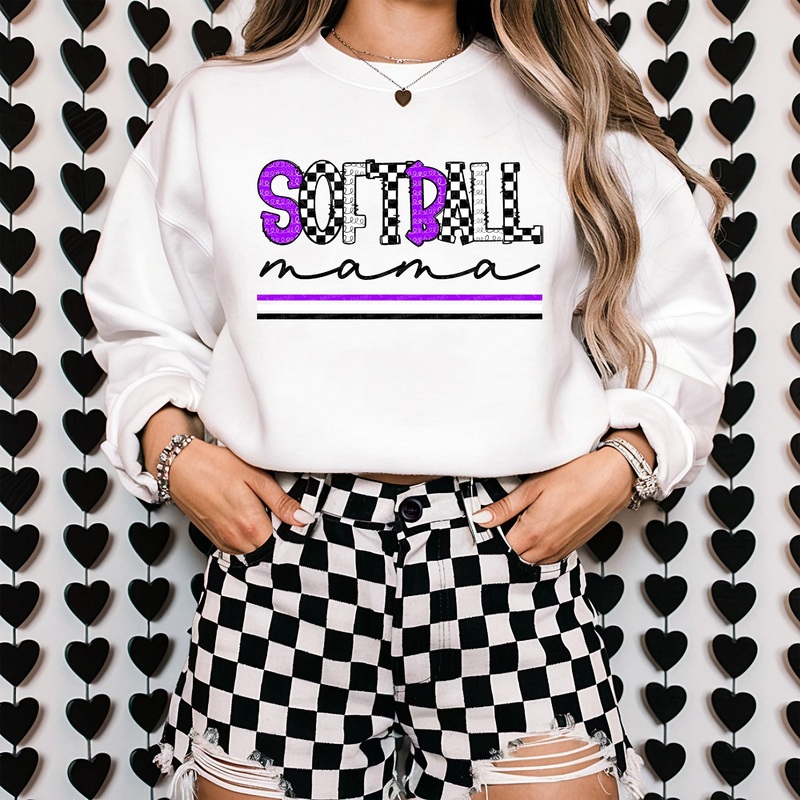 SOFTBALL MAMA – PURPLE WHITE COR