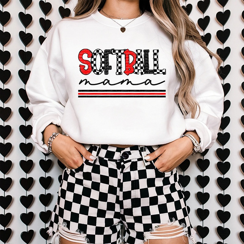 SOFTBALL MAMA -RED AND BLACK COR
