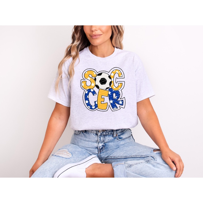 SOCCER WORD ART YELLOW AND ROYAL