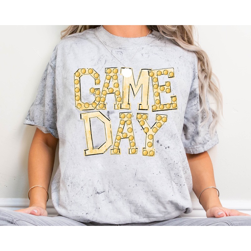 YELLOW GOLD MARQUEE GAME DAY|Pocket|Infant|Toddler|Youth|Adult 11″|Adult 12″
