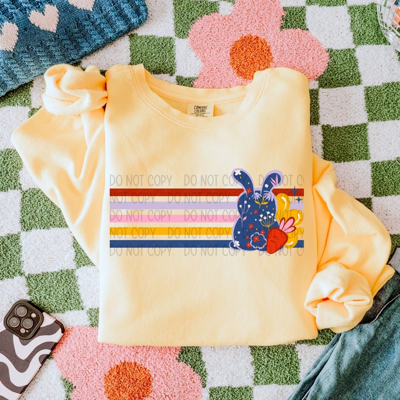 RETRO BUNNY STRIPE|Pocket|Infant|Toddler|Youth|Adult 11″|Adult 12″