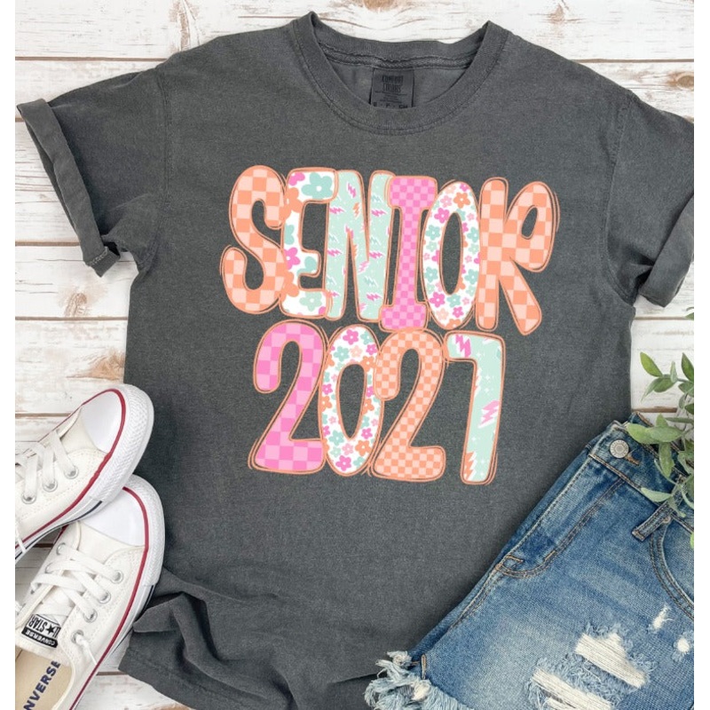 SENIOR 2027 WORD ART|Pocket 3.5″-4″|Infant|Toddler|Youth 8.5|Adult 11″|Adult 12″