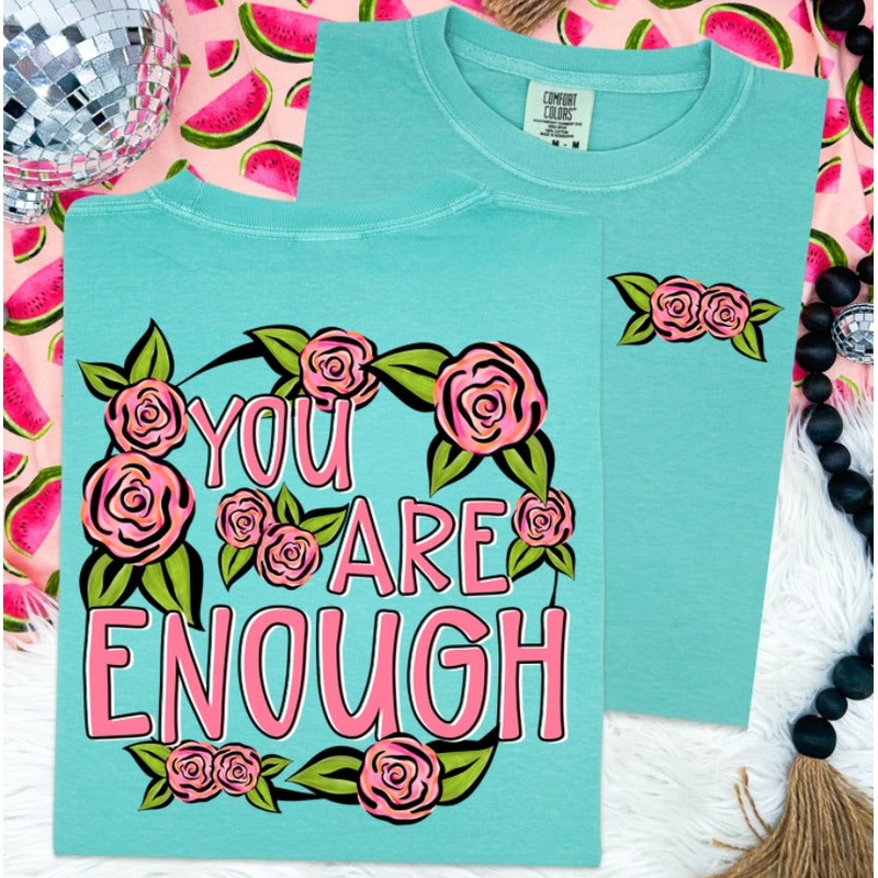 YOU ARE ENOUGH|Pocket As Shown On Mockup|Infant|Toddler|Youth 8.5|Adult 11″|Adult 12″