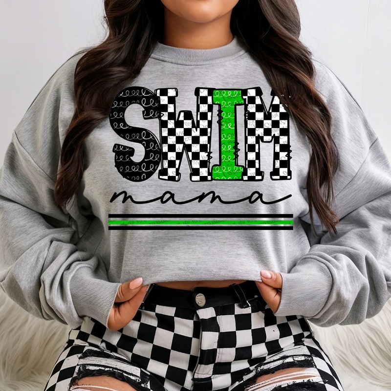 SWIM MAMA BLACK – BLACKKELLY GREEN – COR CHECKERED