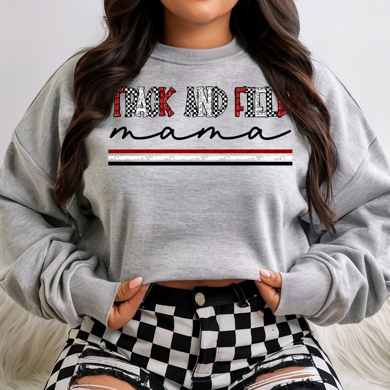 TRACK AND FIELD MAMA – MAROON WHITE – COR CHECKERED