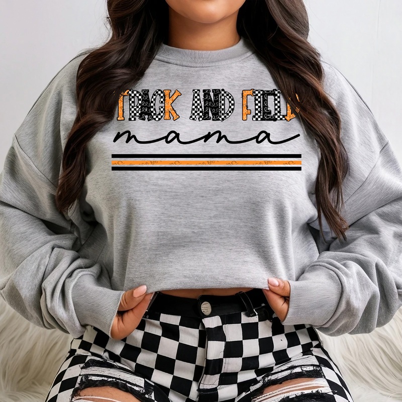 TRACK AND FIELD MAMA – ORANGE BLACK – COR CHECKERED