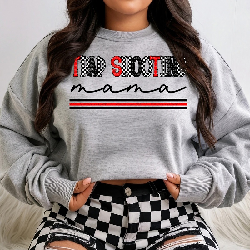 TRAP SHOOTING MAMA – RED BLACK – COR CHECKERED