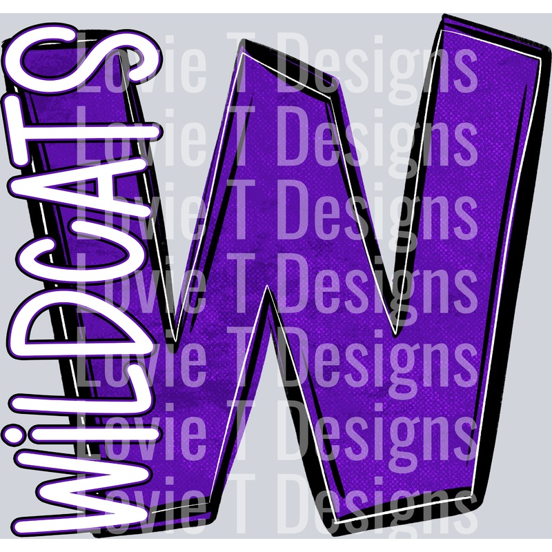 W WILDCATS PURPLE STARRY MASCOT