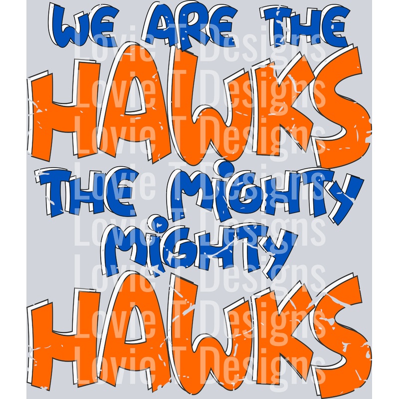WE ARE THE HAWKS DISTRESSED ORANGE ROYAL