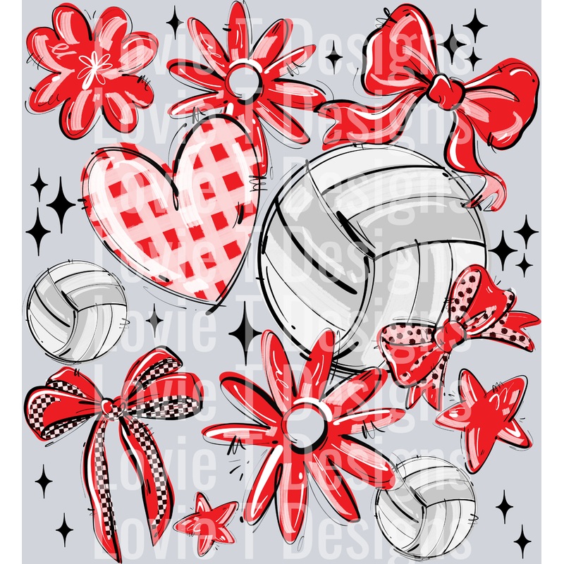RED PLAY BALL VOLLEYBALL COLLAGE