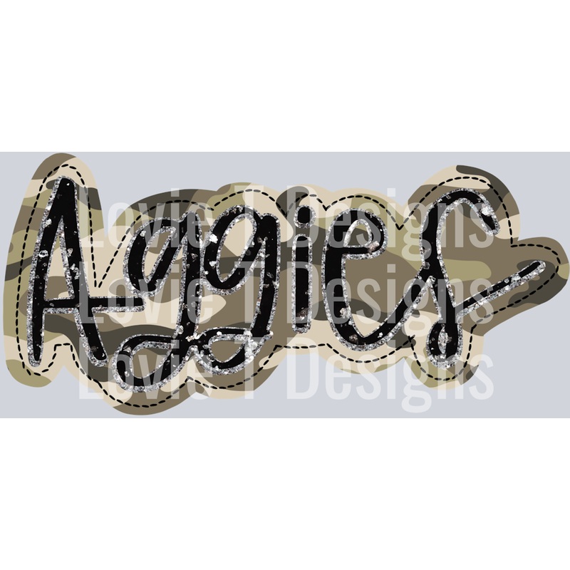 AGGIES FAUX CAMO APPLIQUE|Pocket 4″|Infant 6″|Toddler 7″|Youth 8.5″|Adult 11″|Adult 12″