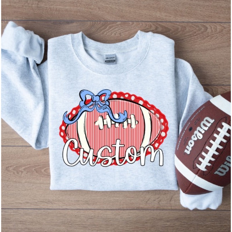 CUSTOM SEERSUCKER FOOTBALL AND BOW – 36 COLOR OPTIONS