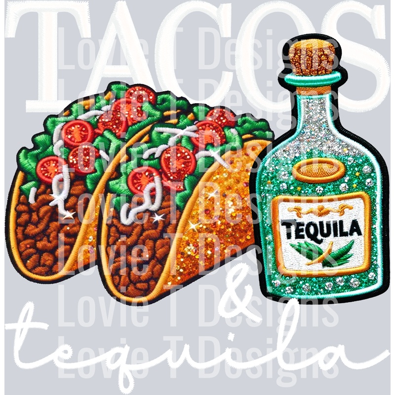 TACOS & TEQUILA WHITE|Pocket 4″|Infant 6″|Toddler 7″|Youth 8.5″|Adult 11″|Adult 12″